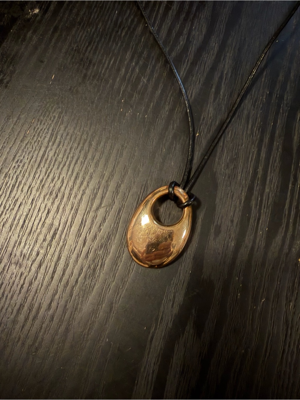 Banana Republic 14k Gold O Ring Sculpted Pendant Cord Necklace - Picture 4 of 6